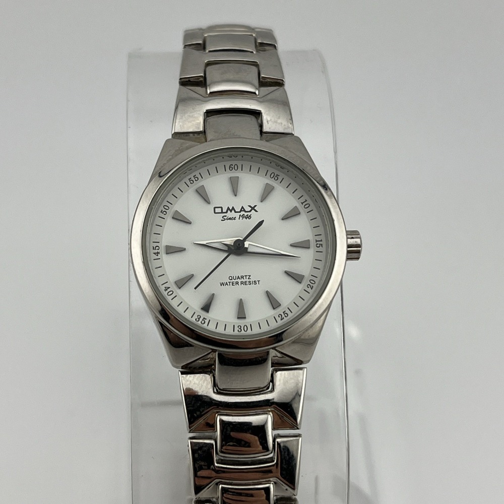 QMax Watch Women 24mm Silver Case 8" Band- New Battery - Picture 2 of 7